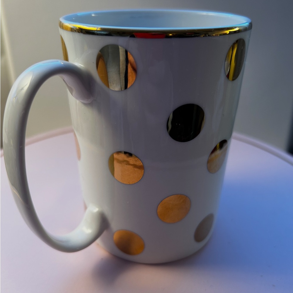 Kate Spade x Lenox White and Gold Polka Dot Mug - Picture 2 of 5
